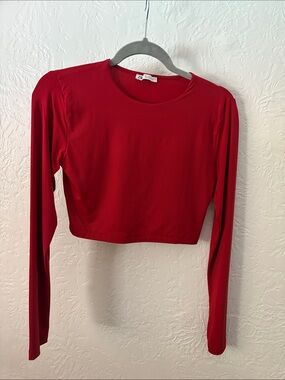 Zara Red Long-Sleeve Cropped Tee